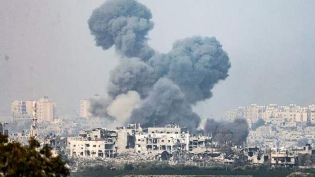 Norte de Gaza na manhã de sábado, 28 de outubro, após bombardeio de Israel