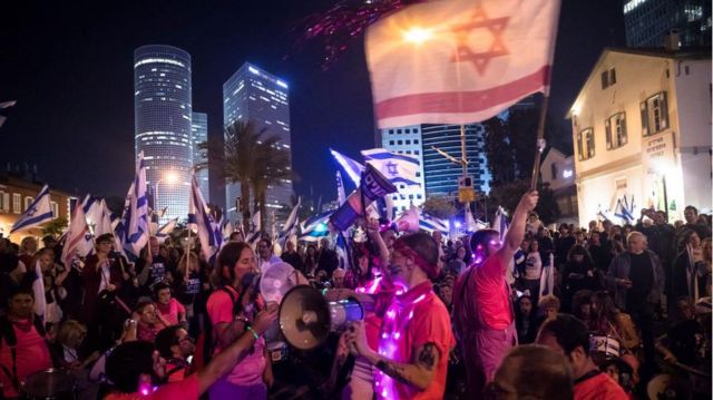 An anti-government protest in Tel Aviv