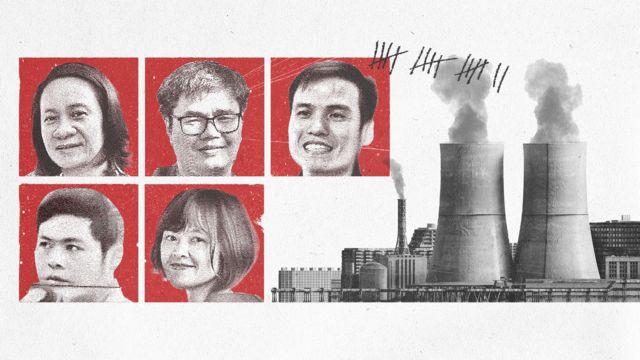 Năm nhà hoạt động môi trường bị chính phủ Việt Nam bỏ tù gần đâđây: (từ trái qua) Ngụy Thị Khanh, Mai Phan Lợi, Đặng Đình Bách, Bạch Hùng Dương, Hoàng Minh Hồng