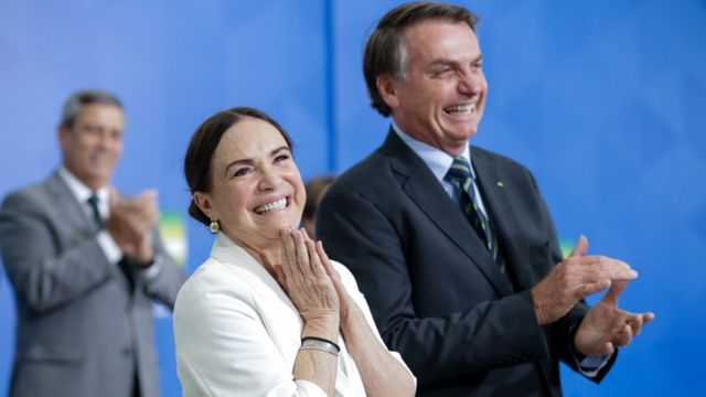 Regina Duarte e presidente Jair Bolsonaro