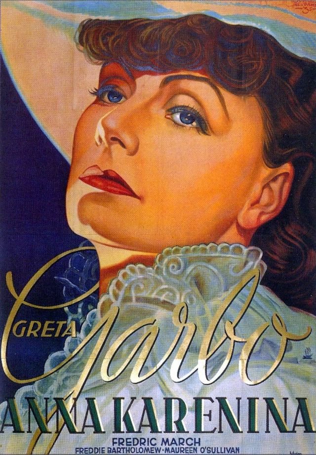 Afiche de la película Ana Karenina protagonizada por Greta Garbo en 1945.