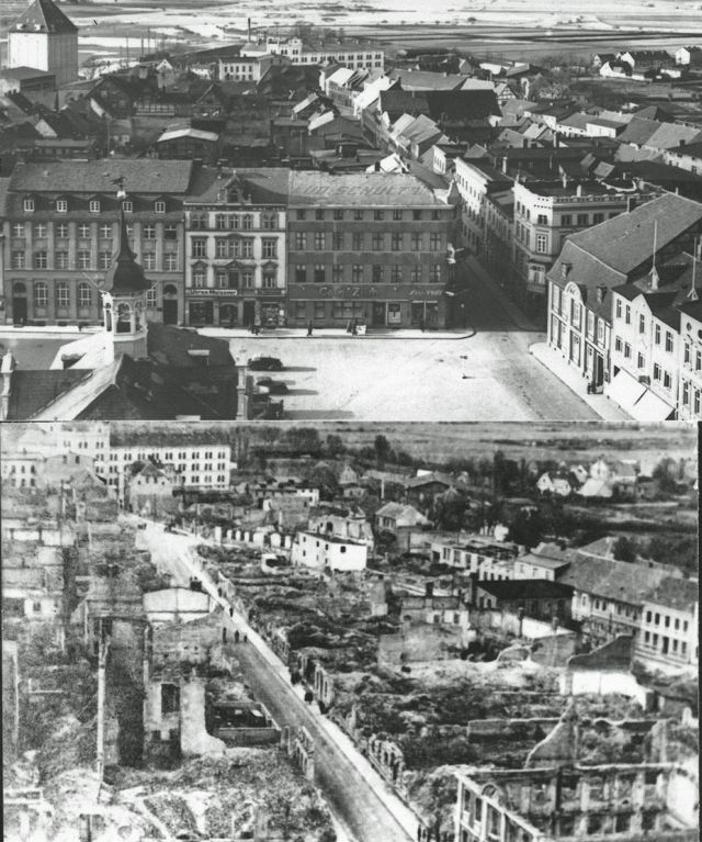 Imágenes que muestran cómo era Demmin antes y después de la llegada de los soviéticos.