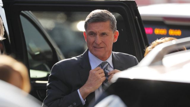 ワシントンの連邦地裁に出廷したマイケル・フリン前米大統領補佐官(1日午前)