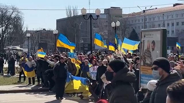 Ukrayna'da Ukraynalı protestocular.
