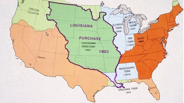 Mapa da compra de Louisiana.