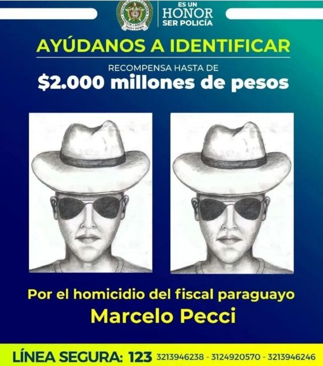 Retrato hablado del presunto asesino del fiscal paraguayo Marcelo Pecci