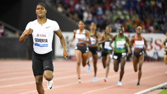 Caster Semenya (L) of South Africa is on her way to win the women"s 800m race during the Weltklasse IAAF Diamond League international athletics meeting in Zurich, Switzerland, 30 August 2018 (reissued 01 May 2019).