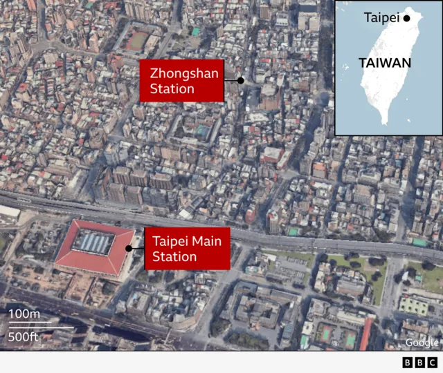 Map of Taipei Main Station and Zhongshan Station