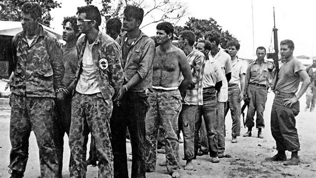 Miembros de la Brigada 2506 capturados en Cuba tras el fracaso de la invasión.