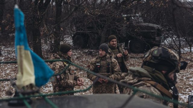 Ukrainian soldiers in Donbass.