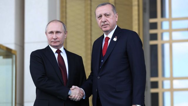Rusiya prezidenti Vladimir Putin və Türkiyə prezidenti Recep Tayyip Erdoğan