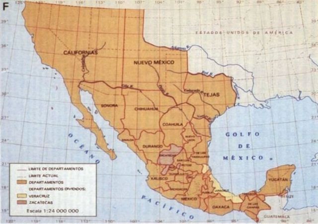 México poseía casi cuatro millones de kilómetros cuadrados, entre provincias y territorios, tras su independencia en 1821.