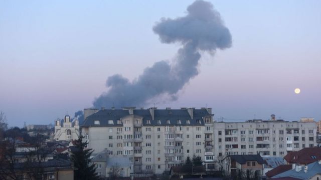 Smoke over Lviv