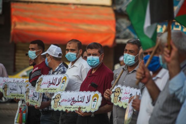 احتجاجات في غزة ضد تطبيع الإمارات والبحرين العلاقات مع إسرائيل
