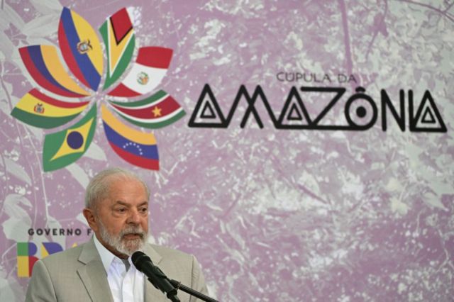 O presidente Lula durante Cúpula da Amazônia em Belém