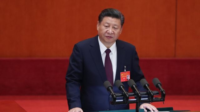 ၁၉ ကြိမ်မြောက်ပါတီညီလာခံမှာ သမ္မတ ရှီကျင်းပင် မိန့်ခွန်း ပြောကြားစဉ်