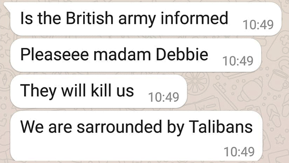 Mensajes de Shukria Barakzai a la parlamentaria británica Debbie Abrahams.