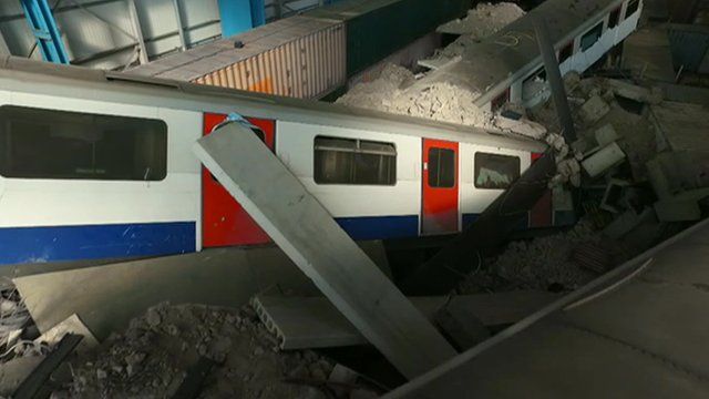 Simulation of a train crash