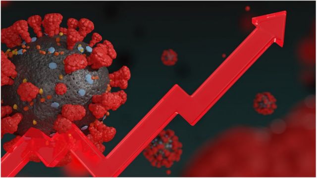 Coronavírus e seta para cima