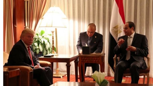 الرئيس المصري عبدالفتاح السيسي والرئيس الأمريكي المنتخب دونالد ترامب