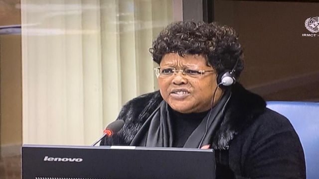 Monique Mujawamariya ubwo yatangaga ubuhamya bushinja Kabuga kuri uyu wa kabiri