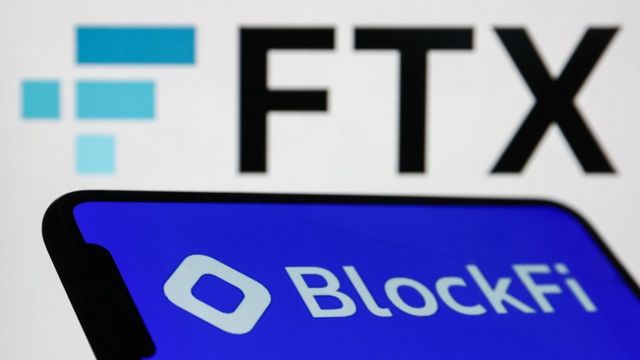 Logos de BlockFi y FTX