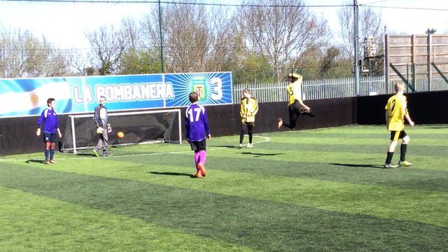 Player celebrating Ronaldo style during a FA People's Cup semi-final game