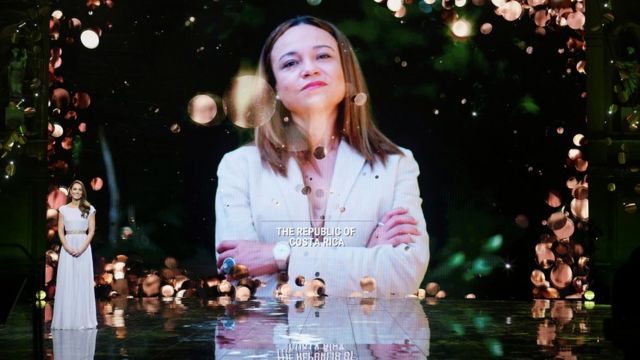 The Minister of Environment and Energy, Andrea Meza, upon learning of the award ceremony for the conservation project in her country
