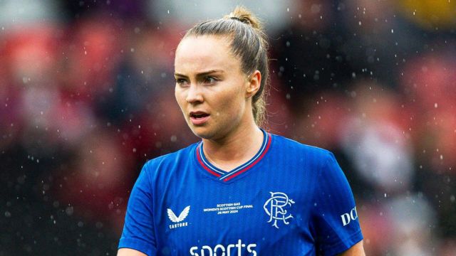 Rangers Olivia McLoughlin in action during a Scottish Gas Women's Scottish Cup match between Rangers and Heart of Midlothian