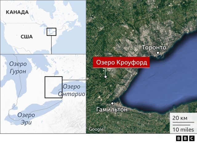 Карта расположения озера Кроуфорд в Канаде