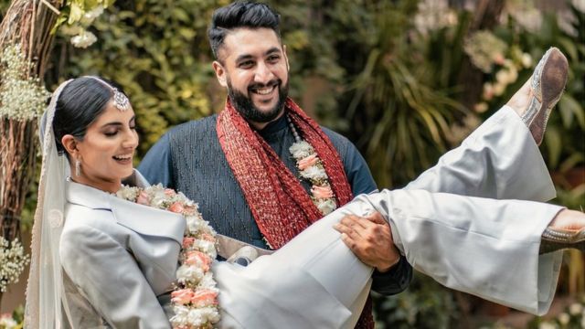 Sanjana Rishi and Dhruv Mahajan at their wedding