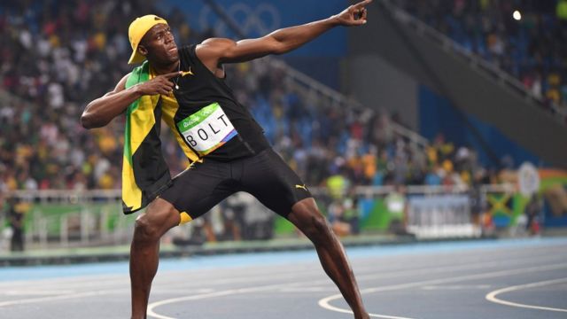 Usain Bolt no estádio olímpico do Rio