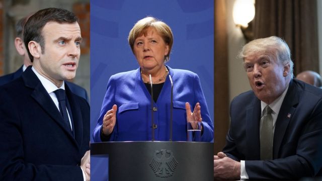 Macron, Merkel e Trump
