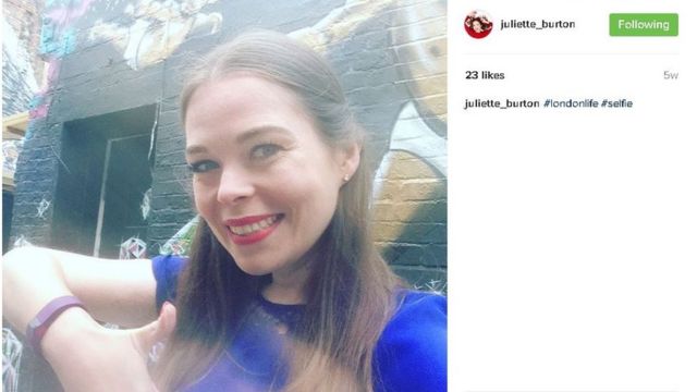 Juliette doing a selfie on Instagram