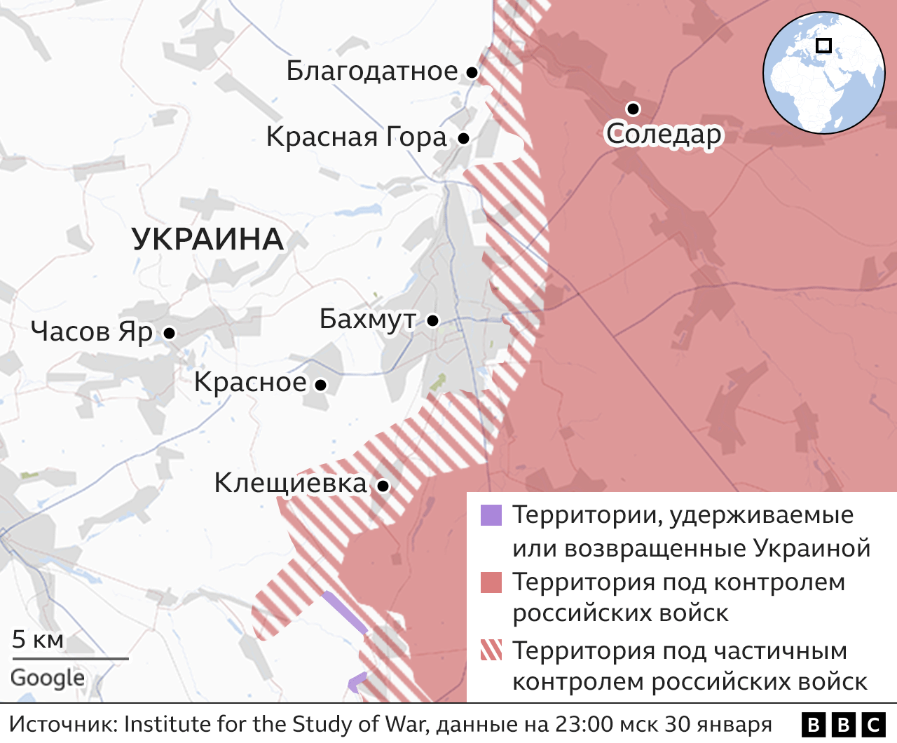 Battle map for Bakhmut