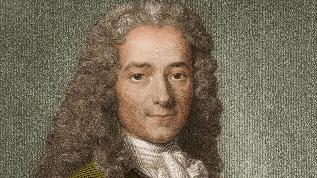 pintura do rosto de Voltaire
