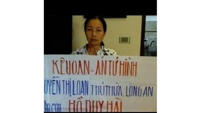 Bà Nguyễn Thị Loan, mẹ Hồ Duy Hải, đã kêu oan cho con