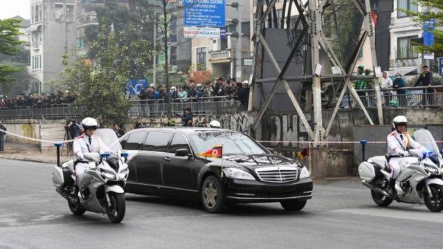 North Korean leader Kim Jong Un"s motorcade arrive in Hanoi on February 26, 2019