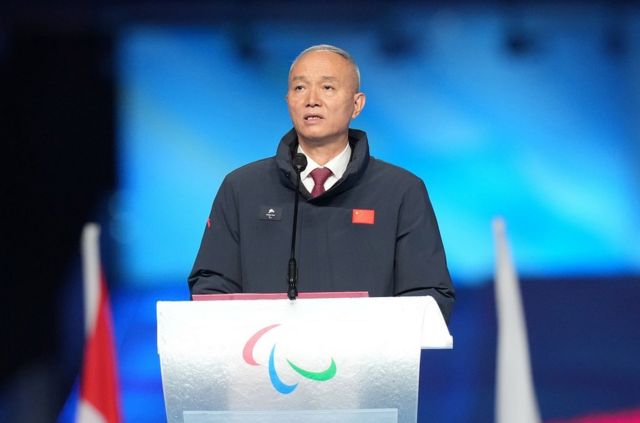 On the evening of March 13, 2022, Cai Qi, chairman of the Beijing Winter Olympics Organizing Committee, delivered a speech at the closing ceremony of the Beijing 2022 Winter Paralympic Games.