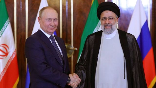 Президенты России и Ирана Владимир Путин и Ибрахим Раиси