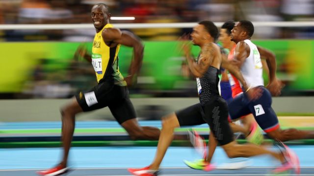 Usain Bolt em uma das provas que venceu na Rio 2016