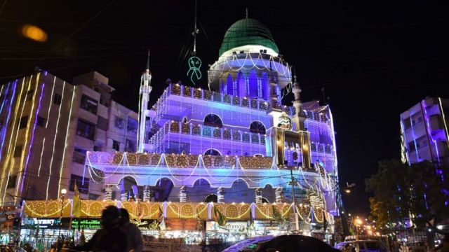 The Prophet's birthday decorations in Karachi, Pakistan, 2020