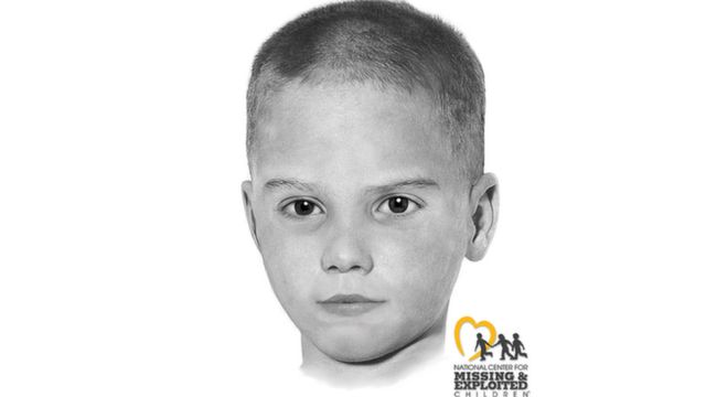 Reconstructed image of the 'boy in the box' face by a forensic artist