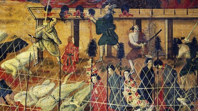 Imagen de los misionarios jesuitas decapitados en 1622 en Nagasaki.