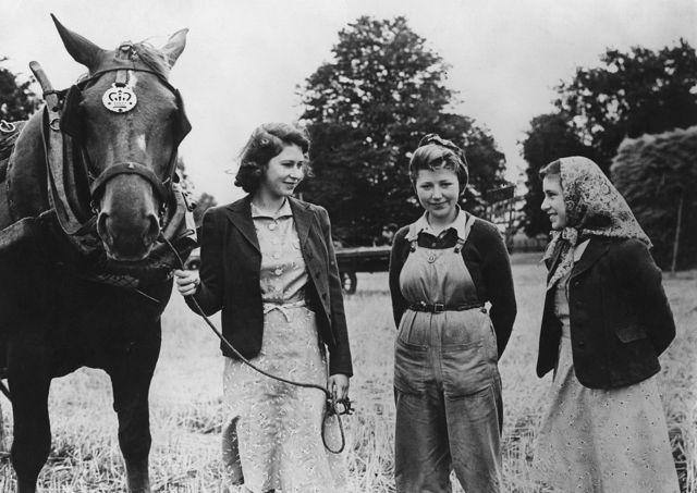 Las princesas con una chica del campo en época de cosecha.