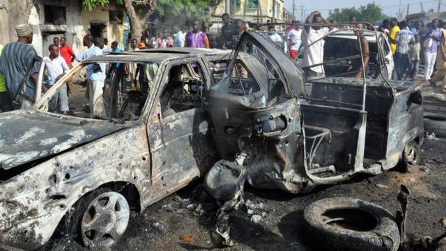 Escena de un atentando de Boko Haram en Nigeria.