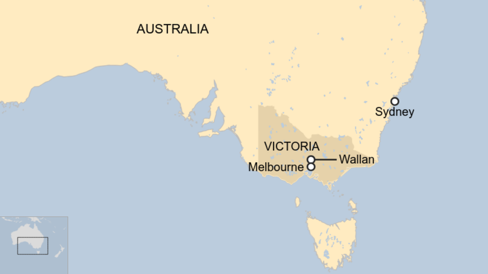 A map showing the location of Wallan in Victoria, Australia