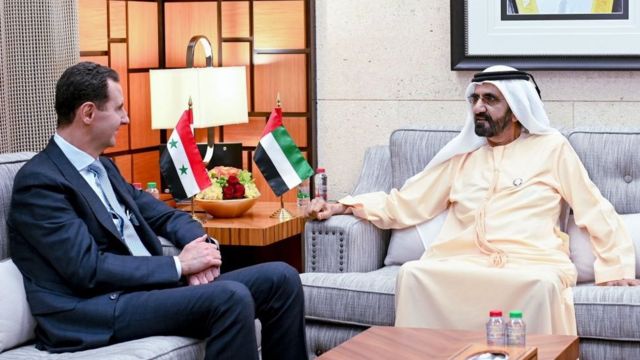 رئيس وزراء الإمارات محمد بن راشد والرئيس السوري بشار الأسد