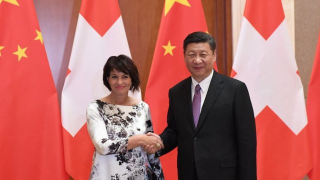 2017年5月13日,习近平会见到中国出席"一带一路"国际合作高峰论坛的瑞士联邦主席洛伊特哈德。