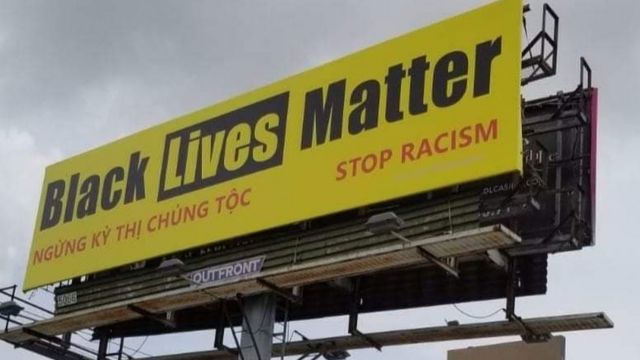 Tấm biển với dòng chữ Black Lives Matter gây ra rắc rối cho ông Lê Hoàng Nguyên